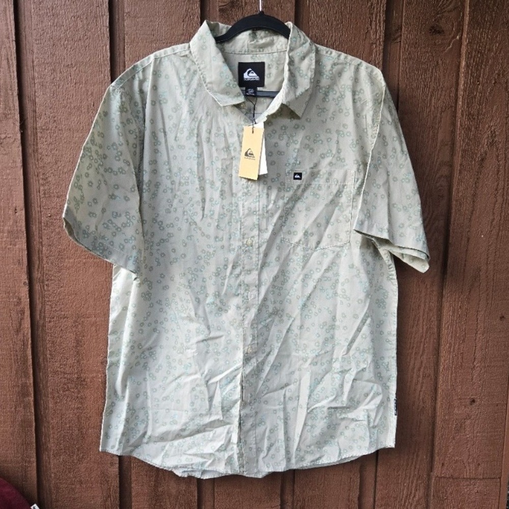 Quiksilver Cosmic Fields Classic SS Shirt Silver Birch 2XL NWT